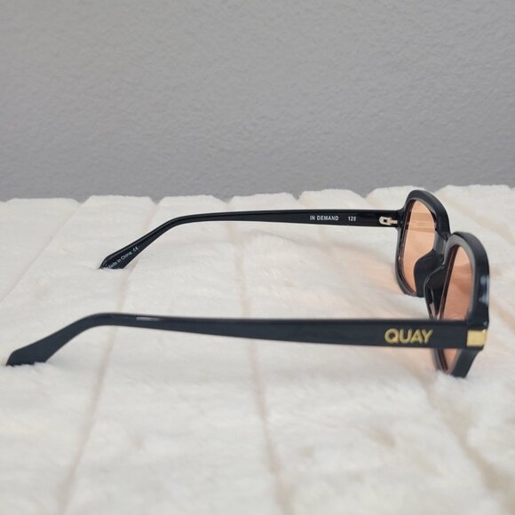QUAY // ltd ed retro inspired rectangular frame orange lens throwback sunglasses main image 2